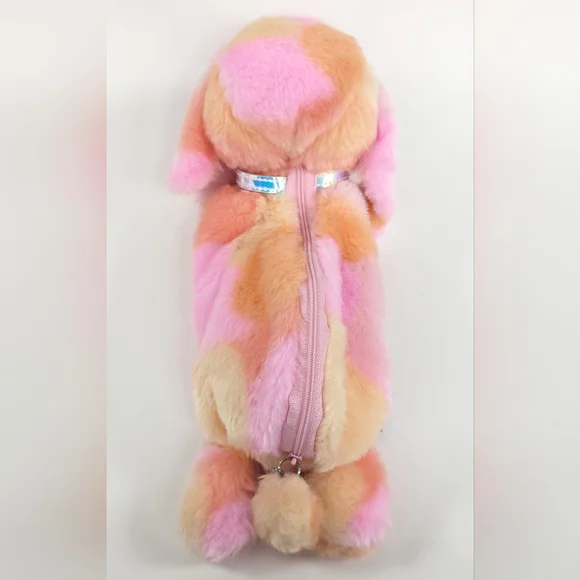 Euc SMIGGLE Fluffy Pink Dog Pencil Case Zippered Tie Dye Kawaii Y2K - Picture 4 of 10
